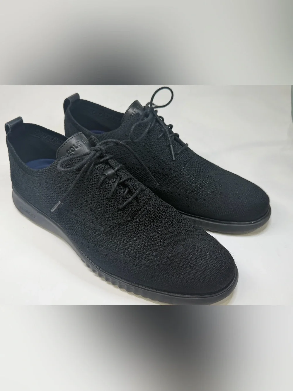 Cole Haan Men’s Black Knit Lace Up Sneakers Comfort Casual Shoes